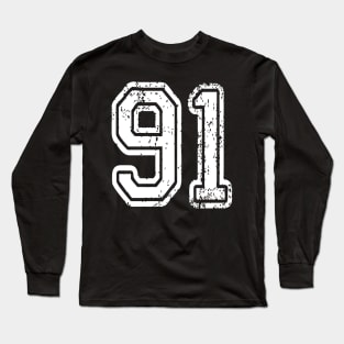 Number 91 Grungy in white Long Sleeve T-Shirt